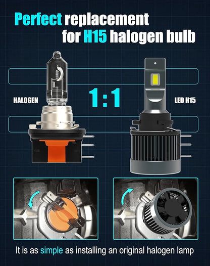 Light bulb Combo for Mercedes-Benz CLA250 2014 2015 2016 2017 2018 2019 | High Low Beam, Super Bright 6500K White Light, 1:1 Size as Stock Halogen Bulbs, Plug and Play, 4-Pack
