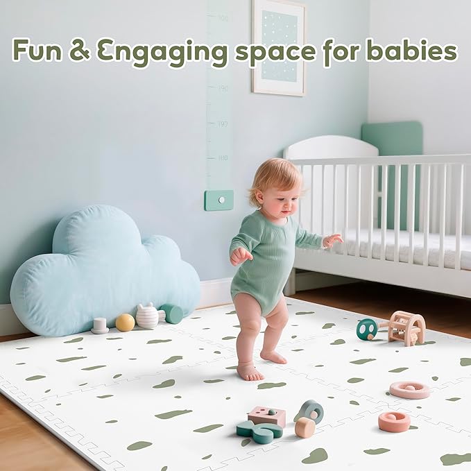 Baby Foam Play Mat-72”x 48” Baby Playmat,6-Piece Interlocking Foam Floor Tiles,Waterproof Crawling Mat,Puzzle Mat for Infants and Toddlers,Non Toxic Play Mat for Baby Tummy Time Mat(Spot)