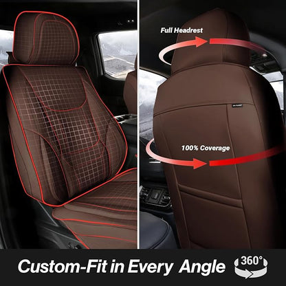 Coverland Custom SUV Car Seat Covers Front Seats for [2023-2026 Lexus RX 350h] - Protector Car Seat Cover Water Resistant Leather Memory Form Back Support Seat Cushion [Front-Dark Brown]