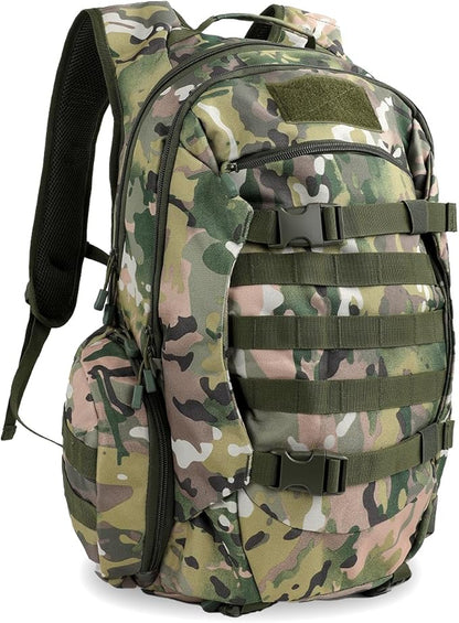 35L Tactical Backpack for Men, MOLLE Military Bug Out Bag, Waterproof Rucksack for Hiking with Hydration Port CP