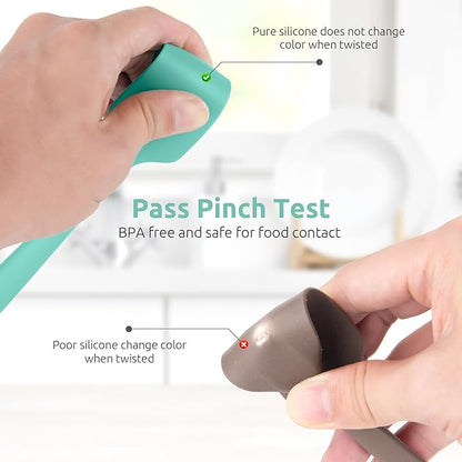 U-Taste Small Mini Silicone Spatula: 9×2inch 600ºF Heat-Resistant Food-Grade Jar Scraper for Kitchen Use, Non-Stick Seamless Flexible Baking Utensil for Mixing, Scraping Jam in Bowl or Cup (Aqua Sky)