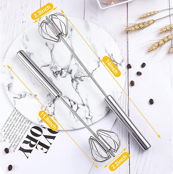 Egg Whisk, 2 Pack Stainless Steel Home Kitchen Tool, Hand Easy Whisk Egg Beater