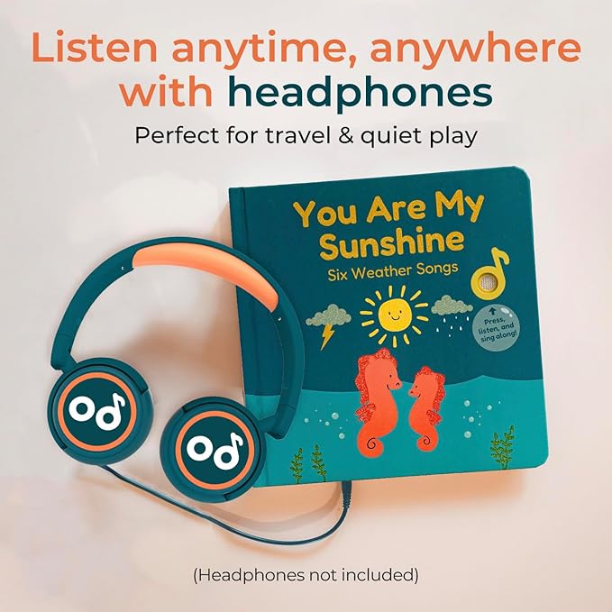 Cali's Books You Are My Sunshine Music Book Toddlers 1-3 Years Old - Nursery Rhymes Musical Book, Headphone Jack, Interactive Baby Sound Book, Singing Toy Children Girls Learning Song Toy Toddler Boys