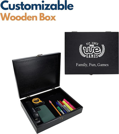 WE Games Color Logo Wooden Treasure Box with Lid & Brass Latch - Black Stained