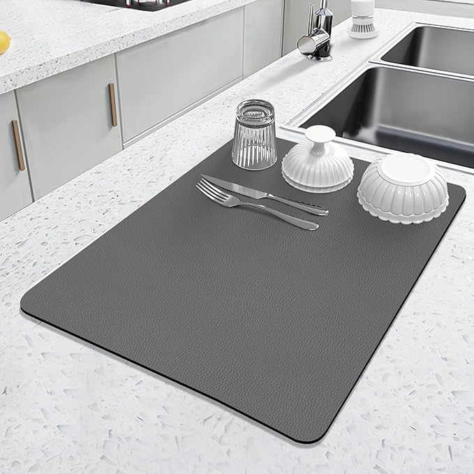LOPNUR Kitchen Dish Drying Mat, Diatomite Coffee Mat, Super Absorbent Dish