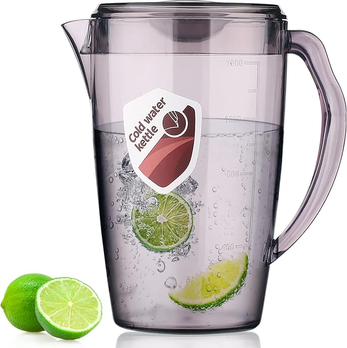 HOMQUEN Plastic Pitcher, 60 Oz/1.8L Water Carafe