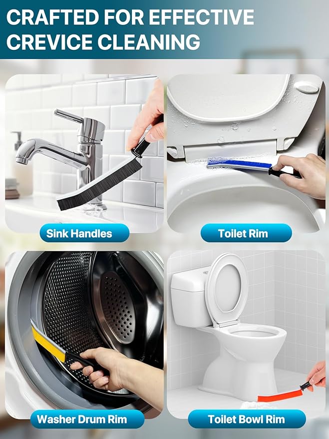 6Pcs Hard Bristle Crevice Cleaning Brush, Designed