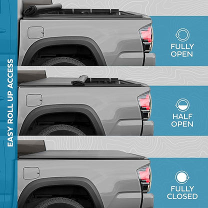 American Flag Tonneau Cover for Toyota Tacoma 2016-2023 Soft Roll Truck Bed Cover for TACOMAS with Short Bed 5’ with Deck Rail System All Weather Roll-Up for Toyota Tacoma Tonneau Cover