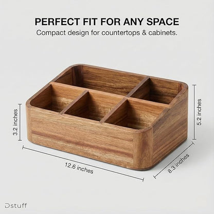 Dstuff Acacia Wood Coffee Station Organizer
