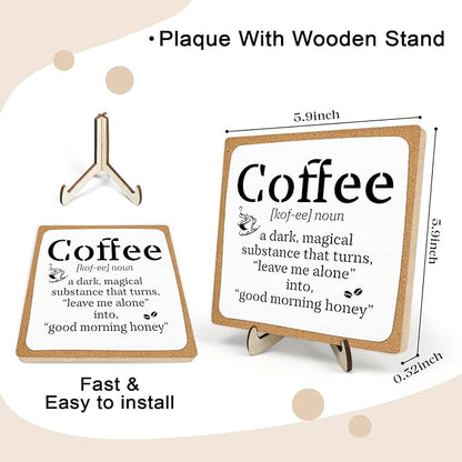Funny Coffee Bar Decor – Rustic Wooden Sign
