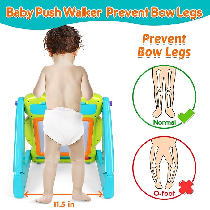 3-in-1 Baby Walker for Boy Girls Sit to Stand Toy Activity Center Drawing Board Infant Toys for 1 Year Old Birthday Gifts 9 12 18 Months 2 3 Year Old Kid Toddler Push Toy Musical Sound Light Effect