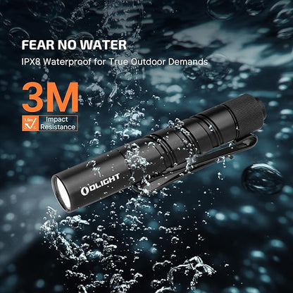 OLIGHT I3T 2 EOS Pocket EDC Flashlight, 200 Lumens Compact Bright Handheld Flash Lights, Dual-Output Tail Switch with AAA Battery and Two-Way Pocket Clip for Camping and Hiking (Black)