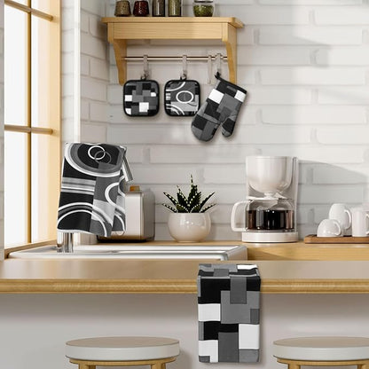 Jingmore 6 Pcs Kitchen Decor Set Accessorie Farmhouse Kitchen Towels Pot