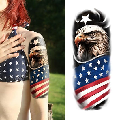 77 Sheets Independence Day Temporary Tattoo for Women Men, 17 Half Arm 4th of July Fake Tattoos, 60 Tiny American Flag Eagle Dog Cat Cow Memorial Labor Day Patriotic Body Tattoos