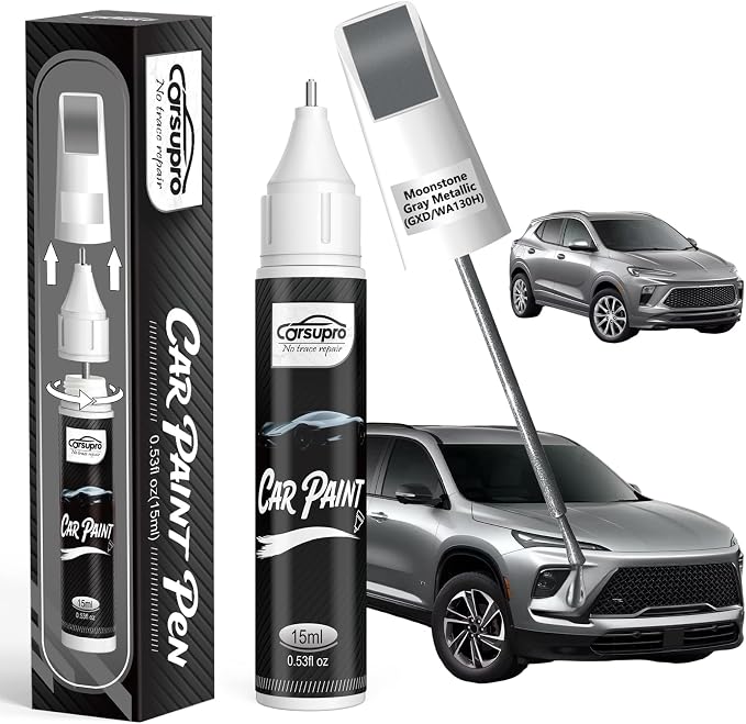 Moonstone Gray Metallic(GXD/WA130H) for Buick Touch Up Paint Pen, 2 in 1 Car Scratch Remover with Pen Tip and Brush, Precise Color Match for Car Paint Scratch Repair, Quickly and Easily Fix Chips and Nicks