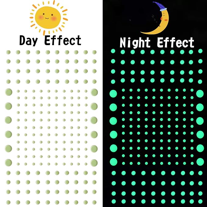 808 PCS Glow in The Dark Stars for Ceiling, Glowing Wall Decals Decor Stickers,(404 Pcs Green and 404 Sky Blue) 3D Adhesive Dots Decor Starry Sky Decor for Kids Bedroom or Birthday Gift