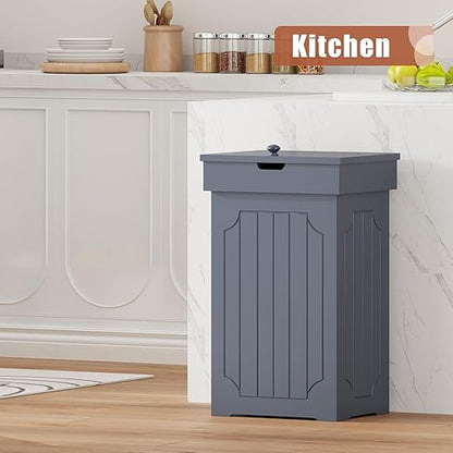 Function Home Trash Can Cabinet, 13 Gallon Kitchen Garbage Can, Wood Recycling