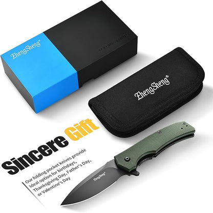Praxis Pocket Knife, 2.9" D2 Steel Folding Knife with G10 Handle PVD Titanium Coating Blade Lightweight for every day carry