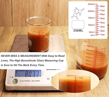High Borosilicate Glass Measuring Cup Set-V-Shaped Spout，Includes 250ml