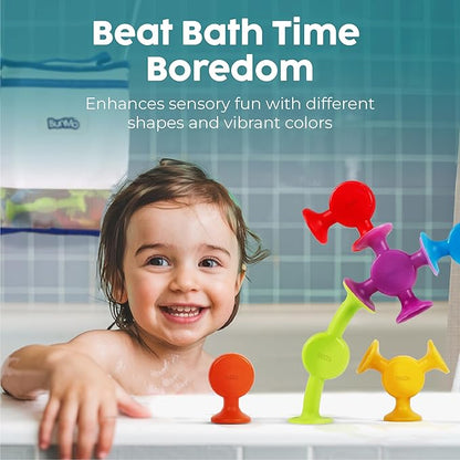 BUNMO Bath Toys Suction - Connect, Build, Create - Bath Toys - Hours of Fun & Creativity - Fine Motor Skills - Stimulating Sensory Toys - Non-Mouthable Toy 3+ - Smooth 24 Pack
