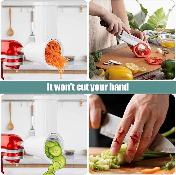 Slicer Shredder Attachment for KitchenAid Stand Mixer, Cheese Grater Attachment