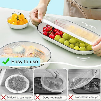 500pcs Plastic Bowl Covers Food Cover, Food Fresh Keeping Bags Elastic Reusable