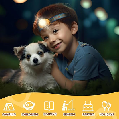 EverBrite LED Headlamp Rechargeable Kids Headlamp with RGB Mode and Adjustable Headband, 3 Modes Multicolor Headlamp for Camping, Reading, Exploring, Halloween, Christmas