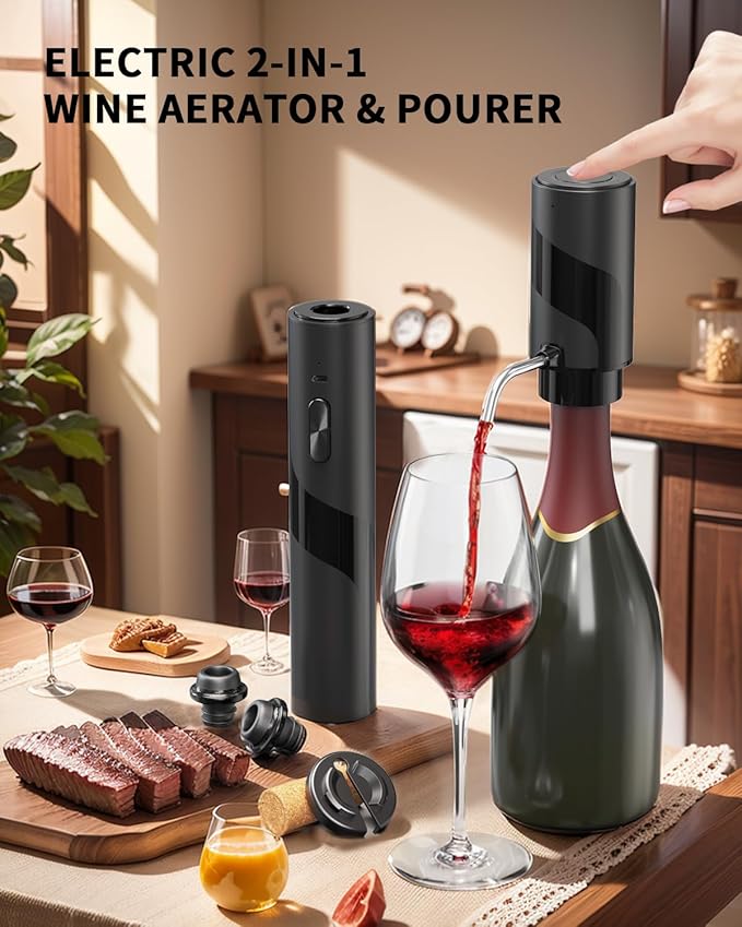 CIRCLE JOY Electric Wine Bottle Opener Set Rechargeable 7-in-1 Wine Set