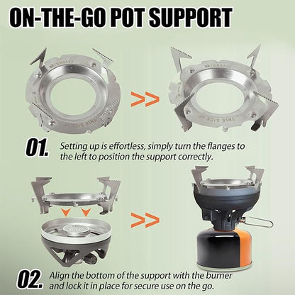 TonGass Camping Stoves Pot Support Compatible with Jetboil Stove Pots Support Stainless Steel Portable Camp Pot Stand for Jetboil Burner Replacement, Can Accommodate Up to 9" Skillets or 2L Cook Pots