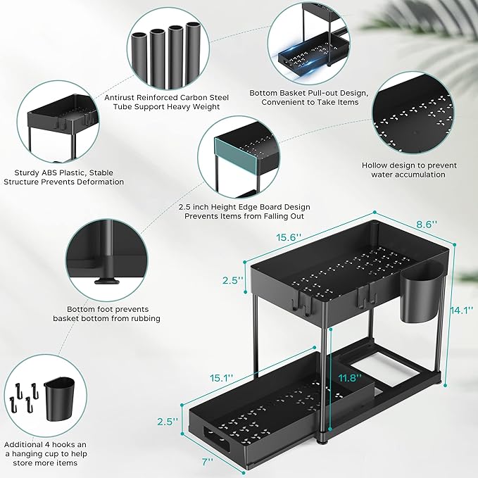 2 Pack Under Sink Organizer
