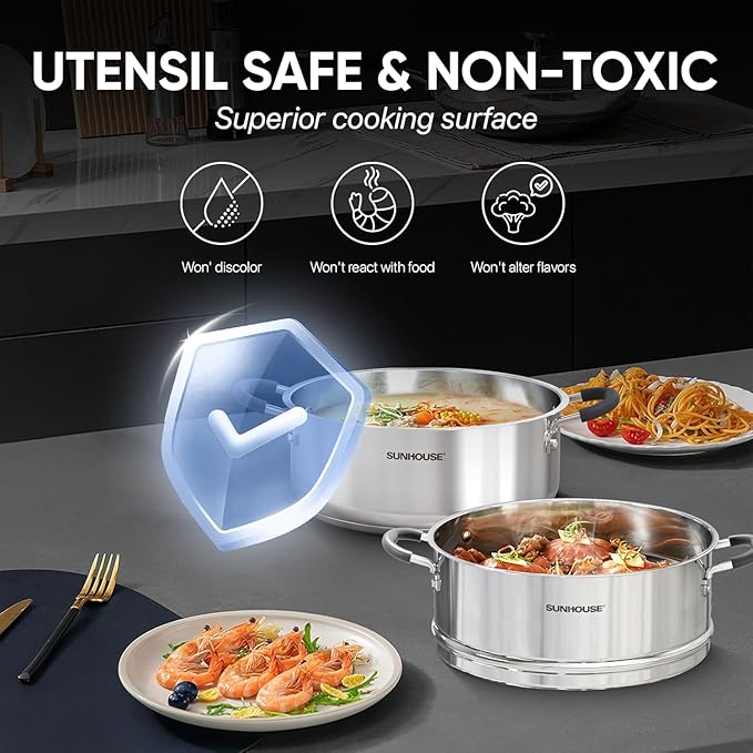 SUNHOUSE - 4.6 Quart Steamer Pots