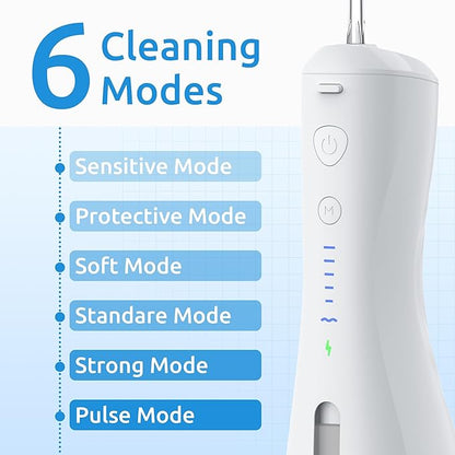 Water Flosser 6 Modes & IPX7 Waterproof Rechargeable Oral Irrigator Water Teeth
