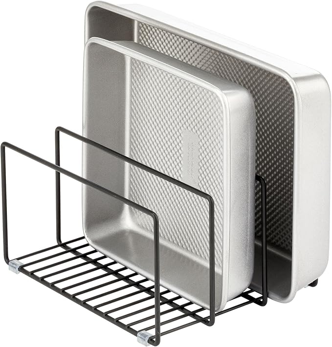 mDesign Metal Pan Organizer for Kitchen Cabinet, Pantry Shelf