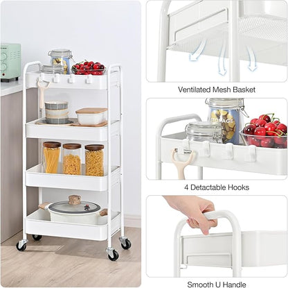 TOOLF 4-Tier Metal Rolling Cart