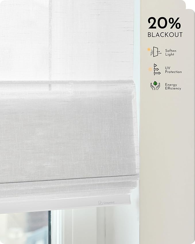 Graywind Smart Roman Shades 20% Blackout Compatible