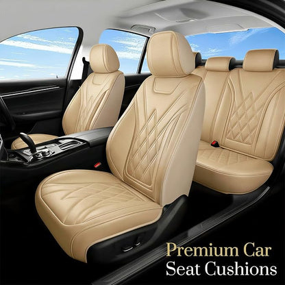Car Seat Covers Compatible with Hyundai Ioniq 2017-2026 - Waterproof & Breathable Luxury Leather All-Weather Seat Cushions Protectors, Airbag Compatible, Only 2 Front seat Covers (Beige)