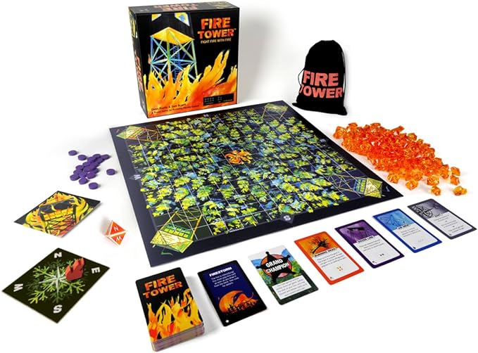 Runaway Parade Games Fire Tower Board Game Deluxe Edition- Fight Fire with Fire in This Fast-paced, Competitive Strategy Game | Easy to Learn | 10+ | 15-30 min