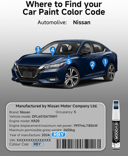 Touch Up Paint Compatible with Nissan Exact Match 2 in 1 Touch up Paint for Chips and Nicks Repair (Caspian Blue Metallic(RBY) Compatible with Pathfinder/Rogue/Rogue-Sport)