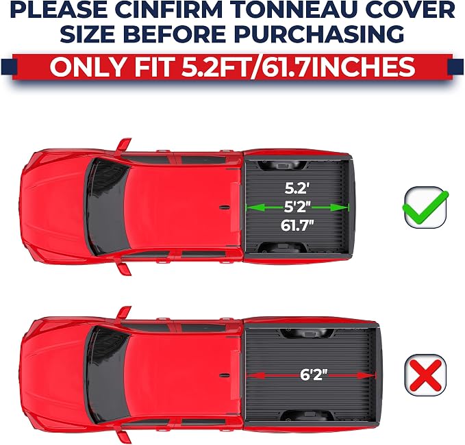 MOSTPLUS 6FT Roll-Up Soft Vinyl Truck Bed Tonneau Cover Compatible with 2005-2015 Toyota Tacoma Standard Model On Top Fleetside Cargo Bed 72Inch, Not for Flareside/Stepside Bed