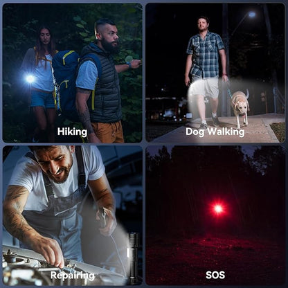 Flashlight Rechargeable 2000 High Lumens IPX6 Waterproof Super Bright Flashlight with 7 Modes & COB Side Light, Zoomable Brightest Flash Light for Camping Home Emergency