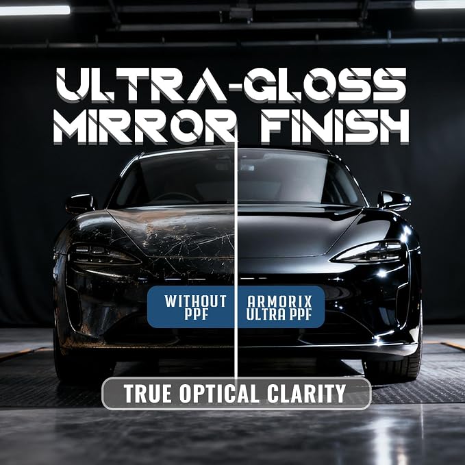 Rockrose Ultra Gloss TPU Black PPF Film for Car Paint Protection 36 in x 50FT Self-Healing, UV Protection, Scratch & Stain Resistant, Hydrophobic, Wet Installation, Strong Adhesive, 7.5 mil Thickness