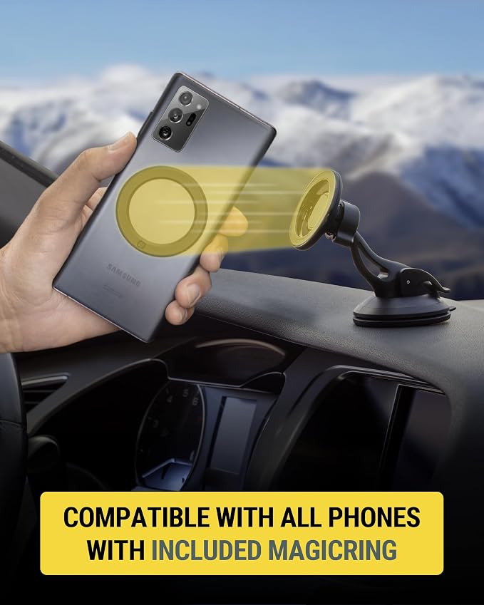 Scosche MagicMount™ SMSWD Magnetic Phone Holder for Car Dashboard/Windshield, MagSafe Stand, Suction Cup Phone Mount Compatible with iPhone 16 15 14 13 12 Series, Mag Safe Case & All Cell Phone