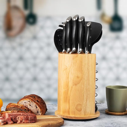 Alata 11-Piece Knife Set with Block, Razor-Sharp,Kitchen Knife Set, Forged Triple Rivet Stainless Steel Knife Block Set