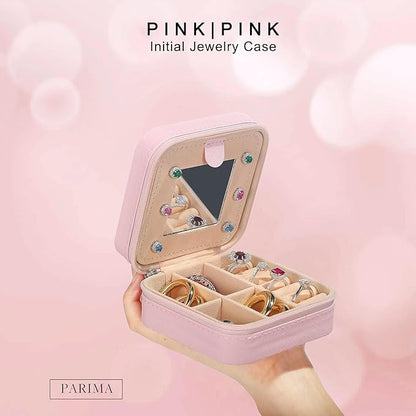 Parima Back to School Jewelry Case, School Supplies for Teen Girls Jewelry Box | High School Travel Accessories for Girls | School Travel Essentials Small Jewelry Box - Letter N, Pink
