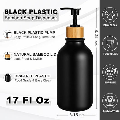 KASUNTING Black Soap Dispenser, 4 Pack Hand Soap Dispenser Bathroom