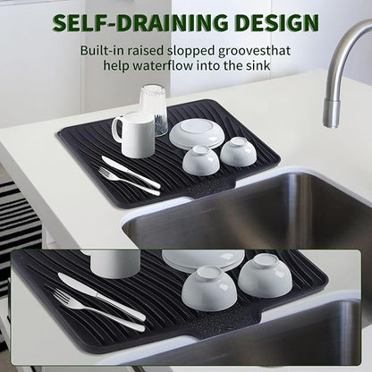 Silicone Dish Drying Mat 16x13, Food-Grade Silicone, Easy Clean Pad
