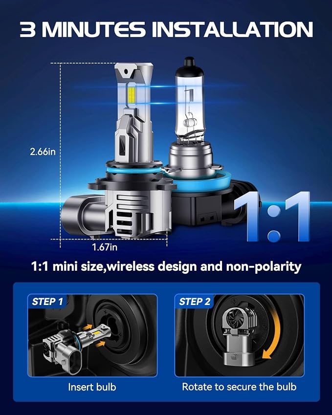 Laxmas HB3 and 9006 Bulbs Combo 56,000LM Brightest Fog Light, Wider Driving Vision, 6500K Cool White, 9005 and HB4 Driving Bulbs, Plug and Play, Pack of 4