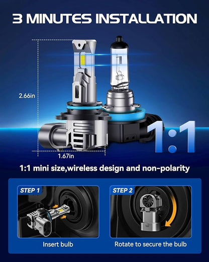Laxmas HB3 and 9006 Bulbs Combo 56,000LM Brightest Fog Light, Wider Driving Vision, 6500K Cool White, 9005 and HB4 Driving Bulbs, Plug and Play, Pack of 4