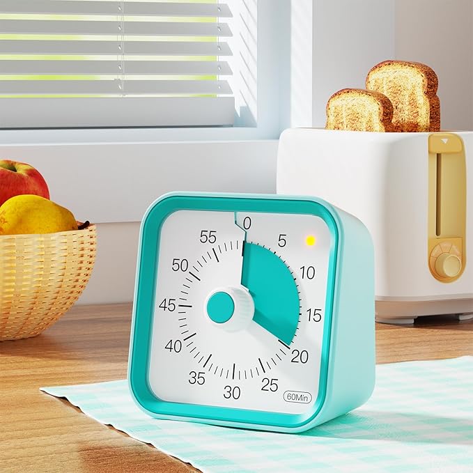 Visual Timer for Kids with Pause Function, 60 Minute Countdown Timer for Kids Desk Study, Teaching, Kitchen Cooking, Office Meetings, Time Management for ADHD (Green)