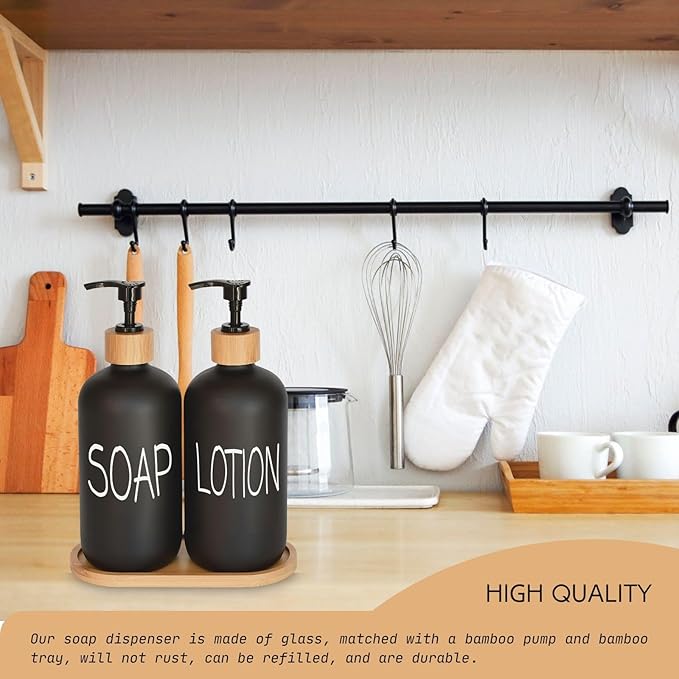 Black Soap Dispenser Bathroom Set, Set